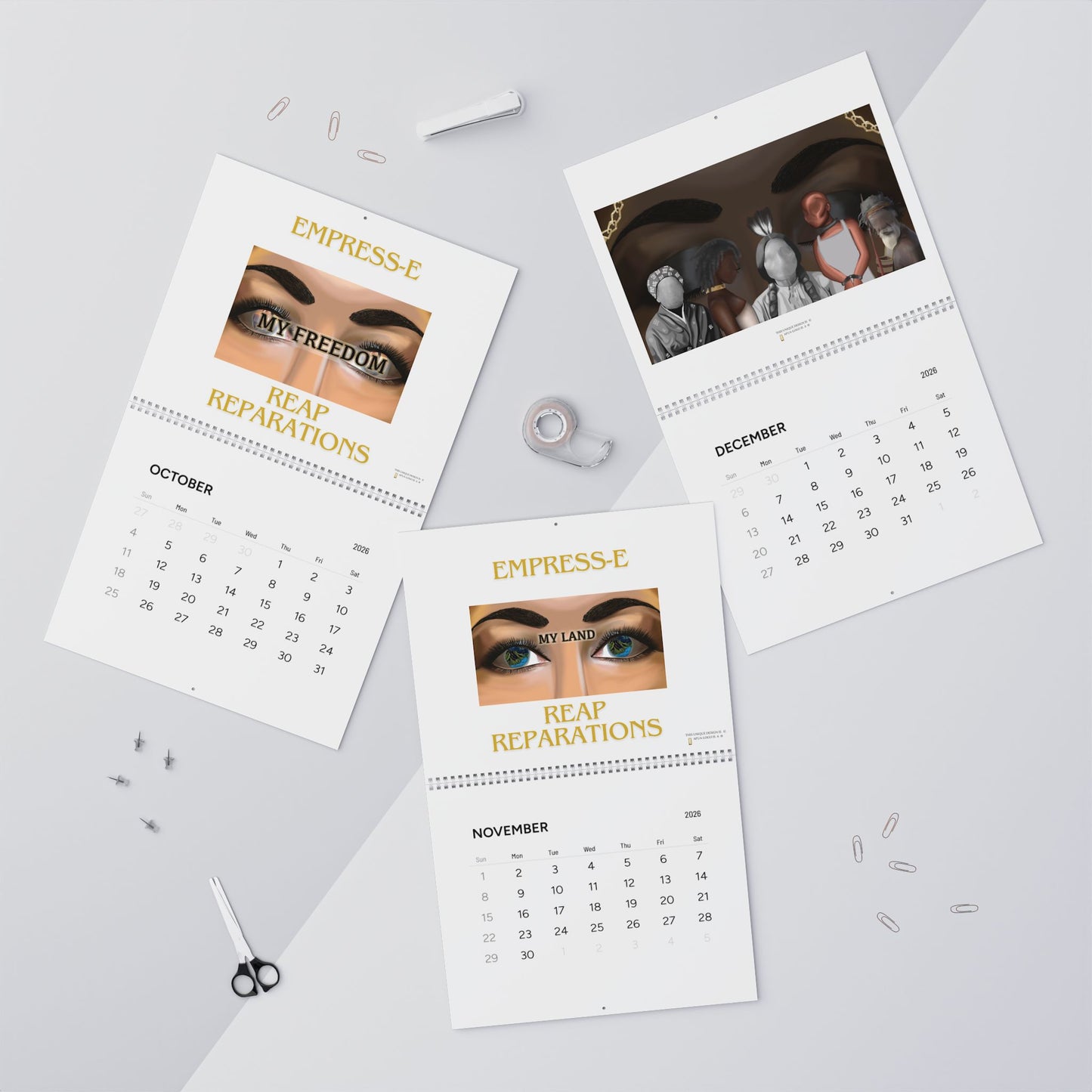 Wall Calendar — Empress‑E "Reap Reparations" 2026 (Affirmation Art)