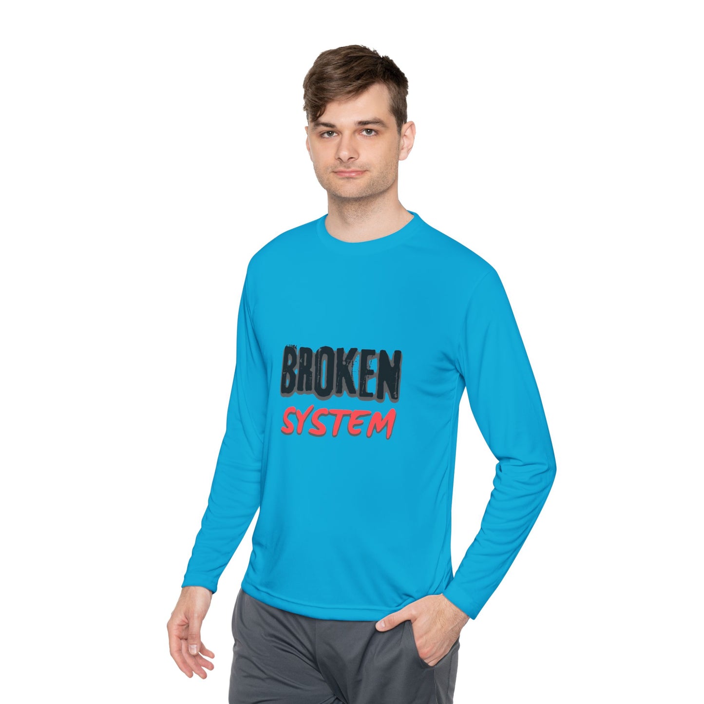 Broken System Unisex Lightweight Long Sleeve Tee - Trendy Graphic Tee, Rebellion Shirt, Activist Clothing, Protest Apparel, Political