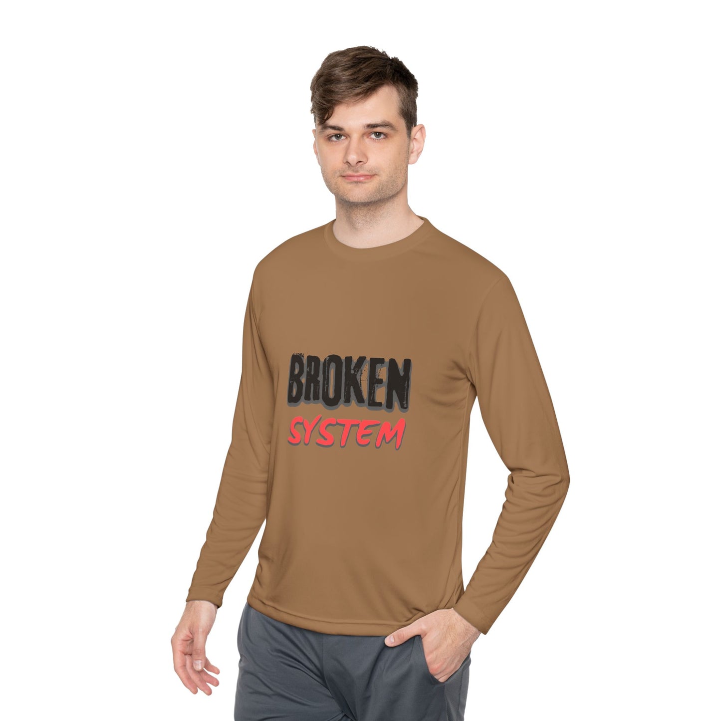Broken System Unisex Lightweight Long Sleeve Tee - Trendy Graphic Tee, Rebellion Shirt, Activist Clothing, Protest Apparel, Political