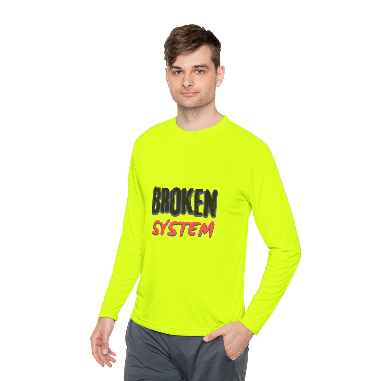 Broken System Unisex Lightweight Long Sleeve Tee - Trendy Graphic Tee, Rebellion Shirt, Activist Clothing, Protest Apparel, Political